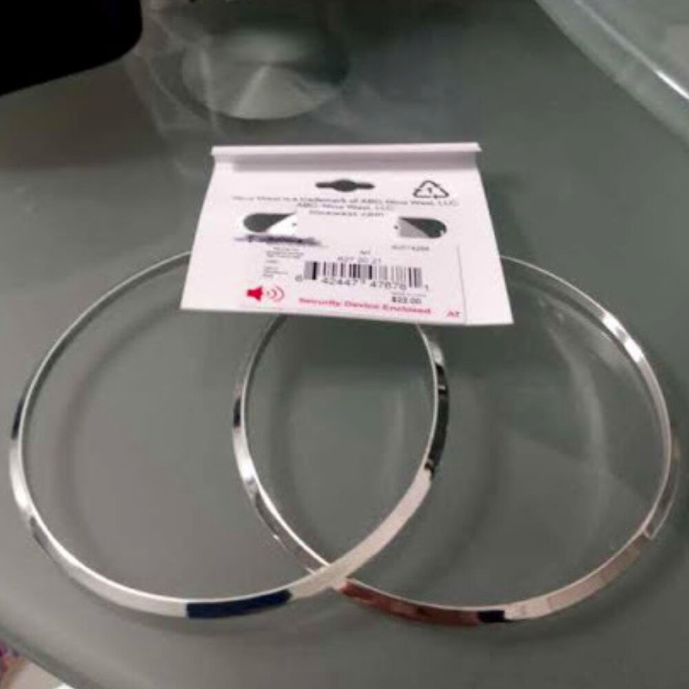 NINE WEST Mod Shiny Silver Knife Edge 3" Hoop Earrings**NEW! - Picture 2 of 3